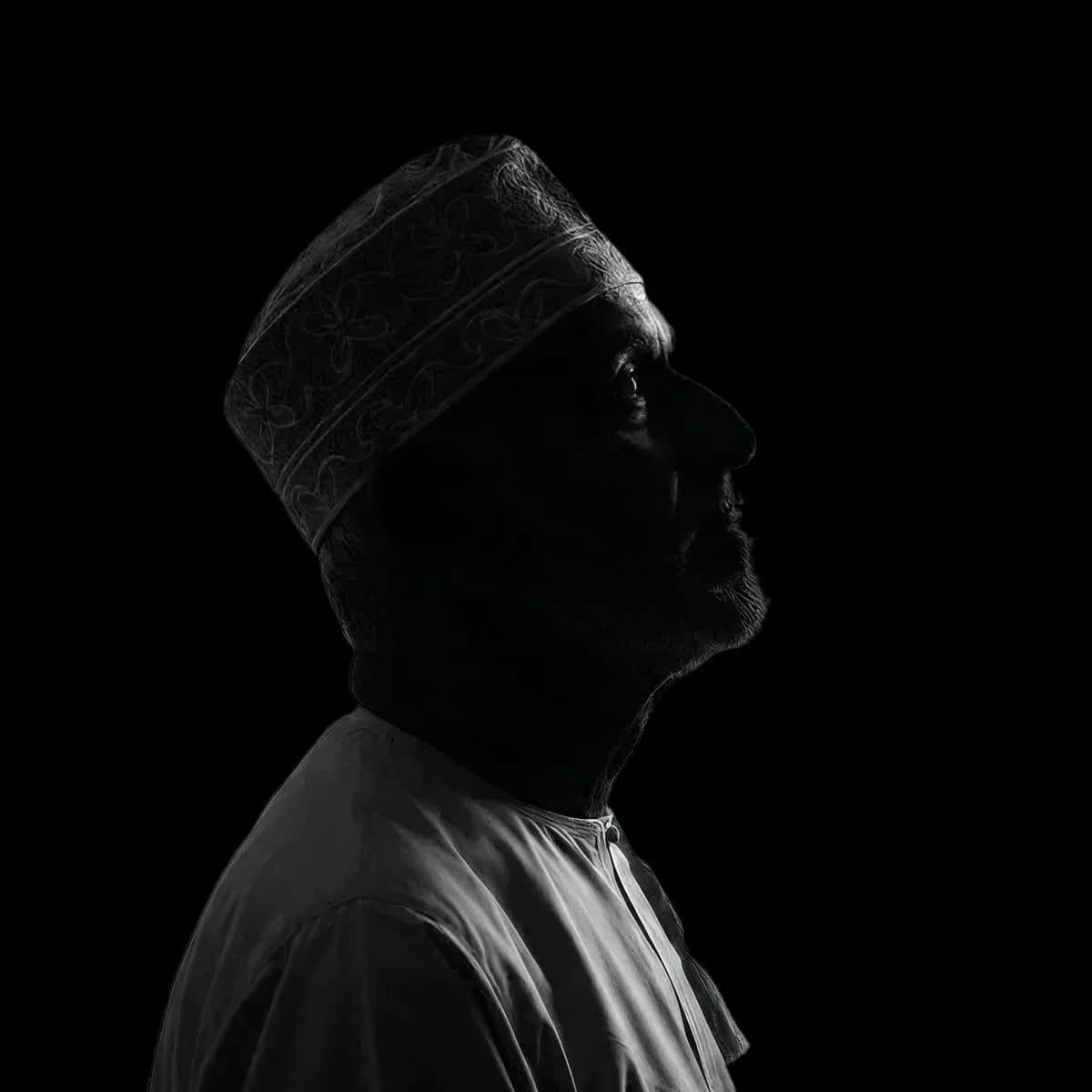 Human silhouette looking upward